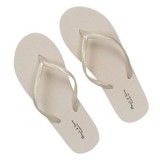 Papuci de plaja pentru femei, culoare crem, talpa reliefata, curelusa, CMCLASS