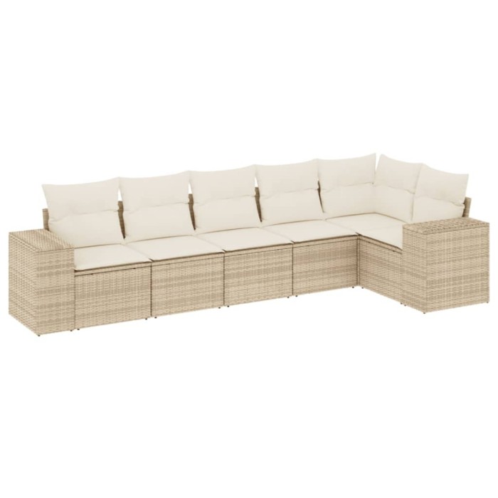 Set canapele de gradina cu perne, 6 piese, bej, poliratan