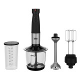 Set blender de mana Beko HBA81762BX, 750W, 12 trepte de viteza +Turbo, 1 l, 5, negru/argintiu