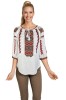 Bluza Dama Tip IE Traditionala Romaneasca Rody S Forever Bumbac Alb/Verde Marimea M