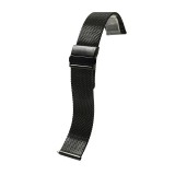 Cumpara ieftin Bratara de ceas Neagra cu impletitura milaneza si inchidere deployant 20mm,