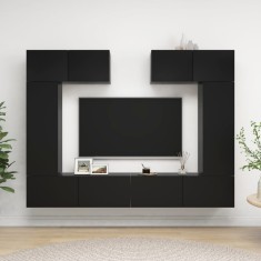 vidaXL Set dulapuri TV, 6 piese, negru, lemn prelucrat