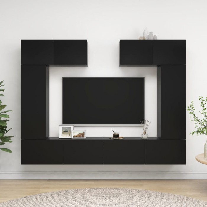 vidaXL Set comode TV, 6 buc., negru, PAL