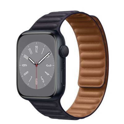 Curea leather link piele mov ink compatibila cu Apple Watch 45 mm seria 8 si Apple Watch Ultra 49 mm, marime universala foto