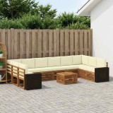 Cumpara ieftin Set de canapele de exterior 11 buc. 10-Locuri Natural si Crem