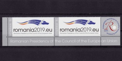 RO 2019 LP 2225 a &amp;quot;Presedintia RO la Consiliul UE &amp;quot;,pereche 2 serii+vinieta ,MNH foto