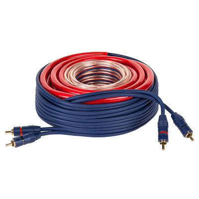 Kit cabluri pentru montaj auto, Kruger and Matz KM0011, cabluri alimentare 4 AWG, de masa 4 AWG, difuzor 12 AWG, 2x RCA, comanda 18 AWG, siguranta 60A foto