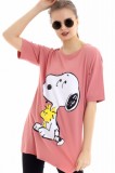 J753-58 Tricou lung cu imprimeu SNOOPY si crapaturi laterale