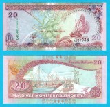 Maldive (p#20) 20 Rufiyaa 2000 UNC 'Portul Mal&eacute;'; (ROG CITITI DETALIILE!)