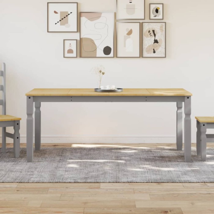 vidaXL Masă de sufragerie &quot;Corona&quot;, gri 180x90x75 cm lemn masiv de pin