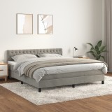 Cumpara ieftin Gossi pat box spring cu saltea, gri deschis, 180x200 cm, catifea