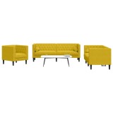 vidaXL Set canapele Chesterfield cu perne rulou 3 piese galben catifea 3209287