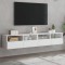Comode TV de perete, 2 buc., alb, 80x30x30 cm, lemn prelucrat