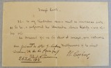 Scrisoare scrisa si semnata de George Cosbuc 1912