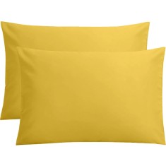 Set 2 huse perna din bumbac ranforce 100%, densitate 120 g/mp, Galben, 40/40cm