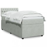 VidaXL Pat box spring cu saltea, gri deschis, 90x200 cm, catifea 3287644