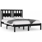 Cumpara ieftin Cadru de pat, negru, 200x200 cm, lemn masiv de pin