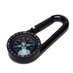 Breloc busola cu carabina, metalica, 6,8x3x1 cm, negru