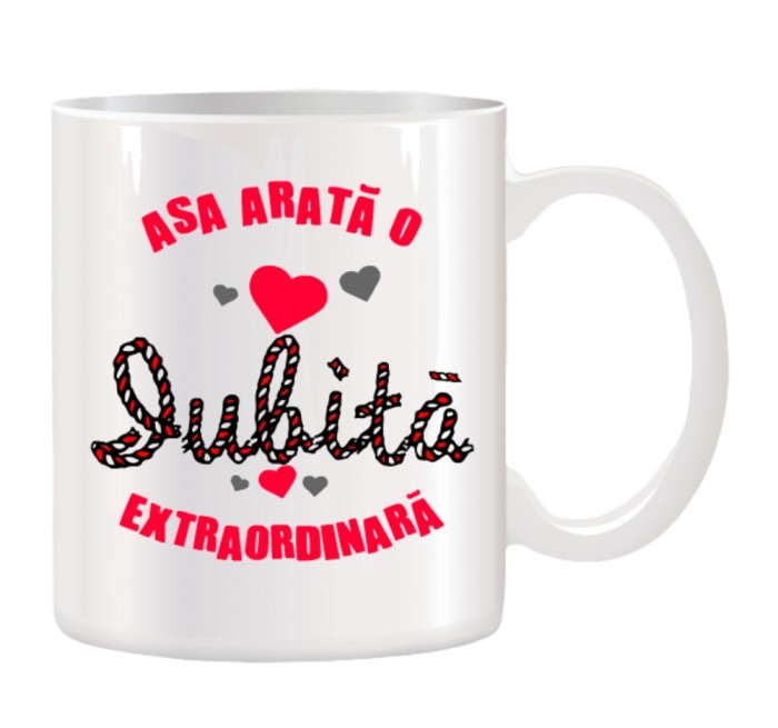Cana alba personalizata Asa arata o iubita extraordinara, INOVATIX&reg;. 330ml