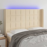 VidaXL Tăblie de pat cu LED, crem, 147x16x118/128 cm, textil 3124051