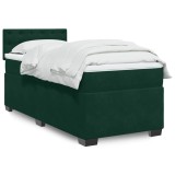 vidaXL Pat continental cu saltea, verde &icirc;nchis, 80x200 cm, catifea 3286177