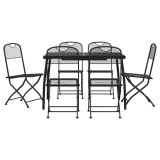 Cumpara ieftin Set de masa pentru gradina, 7 piese, plasa metalica antracit