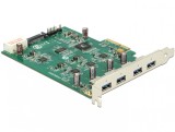 PCI Express Card cu 4 x USB 3.0 externe Quad Channel, Delock 89325