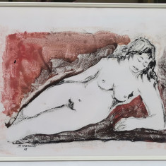 Mario Marcucci 1972 Tablou Tanara Nud pictura guase inramat 52x72 cm