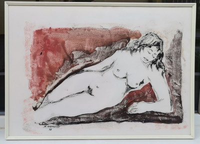 Mario Marcucci 1972 Tablou Tanara Nud pictura guase inramat 52x72 cm foto