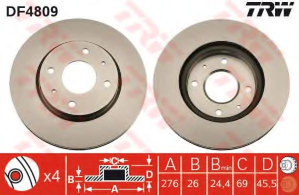 Disc frana MITSUBISHI LANCER Combi (CS) (2003 - 2008) TRW DF4809