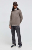 Cumpara ieftin Abercrombie &amp; Fitch pulover din amestec de lana barbati, culoarea bej, light