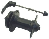 Butuc fata aluminiu, 32 gauri, frana disc, negru anodizat, lungime QR 112 mm, ax 9 mm, cale rulare cu bile
