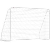 HOMCOM Poartă de Fotbal pentru Grădină și Parc cu 6 Pari &icirc;n formă de U, din PE și Metal Eposidic, 301x120x200 cm, Alb | Aosom Romania