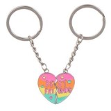 Breloc argintiu cu inimă curcubeu, Set 2 buc, 9cm, CMCLASS