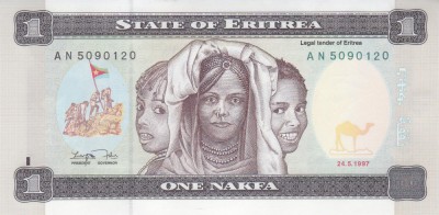 Bancnota Eritrea 1 Nafka 1997 - P1 UNC foto