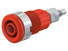 Soclu Banană 4mm 32A 1kV Roșu Nichelat Alamă