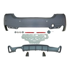 Set bara spate BMW Seria 4 GC (F36), 12.2013-, cu catadioptri, cu gauri senzori parcare; grunduit, de vopsit; type M-Performance; cu spoiler; cu iesi