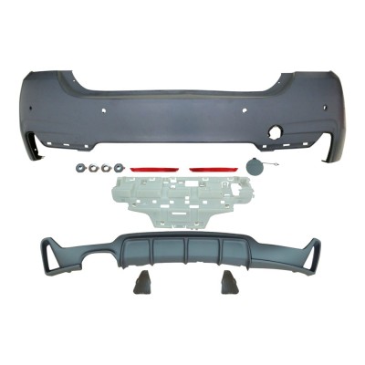 Set bara spate BMW Seria 4 GC (F36), 12.2013-, cu catadioptri, cu gauri senzori parcare; grunduit, de vopsit; type M-Performance; cu spoiler; cu iesi foto
