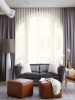Set perdea tip tesatura in cu rejansa din bumbac tip fagure, Bogota, Madison, 300x245 cm, Crem, 2 buc