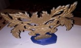 CY - Interesant obiect vechi ornamental decor / &quot;Planta in Jardiniera&quot; H: 10 cm / Aluminiu bronzuit &amp; Plastic dur / Romania comunism / nu are marcaje, Ornamentale