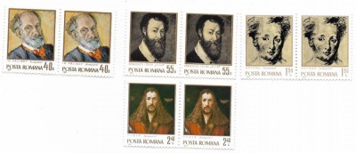 Romania (410) - Aniversari I - Pictori, 1971 - serie neobliterata, blocuri de 2 foto