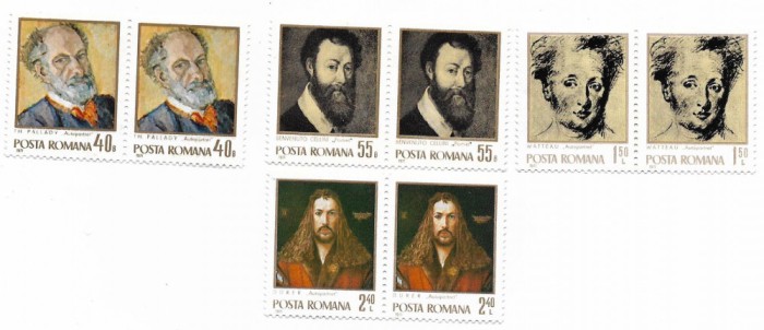 Romania (410) - Aniversari I - Pictori, 1971 - serie neobliterata, blocuri de 2