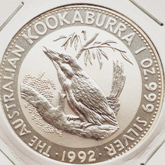 1365 Australia 1 Dollar 1992 Elizabeth II ( Kookaburra) km 164 UNC argint