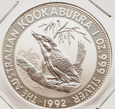 1365 Australia 1 Dollar 1992 Elizabeth II ( Kookaburra) km 164 UNC argint foto
