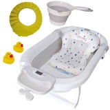 Cadita pliabila gri KidsCare, termometru, perna reductor, jucarii, protectie cap, cana pliabila for Your BabyKids
