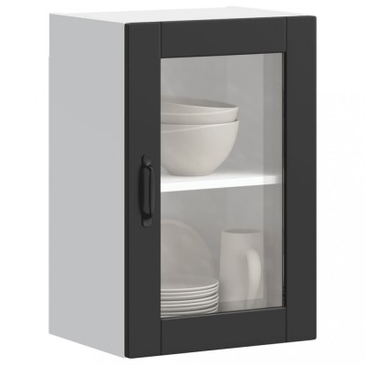 vidaXL Dulap de bucătărie cu ușă din sticlă &amp;bdquo;Porto&amp;rdquo; negru 854008 foto