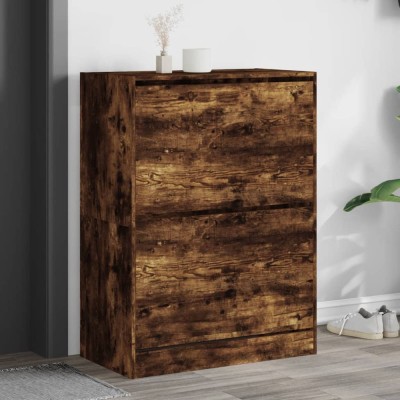vidaXL Pantofar cu 2 sertare rabatabile, stejar fumuriu, 80x42x108 cm foto