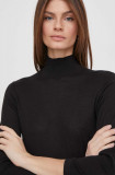Sisley pulover din amestec de mătase culoarea negru, light, cu guler