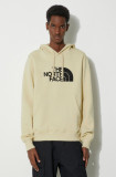 The North Face hanorac de bumbac M Drew Peak Pullover Hoodie barbati, culoarea bej, cu glugă, cu imprimeu, NF00AHJY3X41