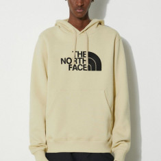 The North Face hanorac de bumbac M Drew Peak Pullover Hoodie barbati, culoarea bej, cu glugă, cu imprimeu, NF00AHJY3X41